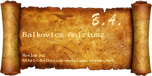 Balkovics Aniziusz névjegykártya